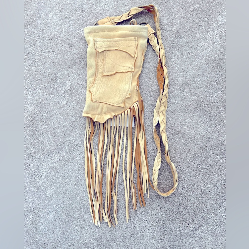 Cream Deerskin Purse with Fringes
